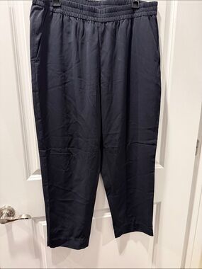Everlane 100% Wool Women's Navy Cropped Elastic-Waist Pants